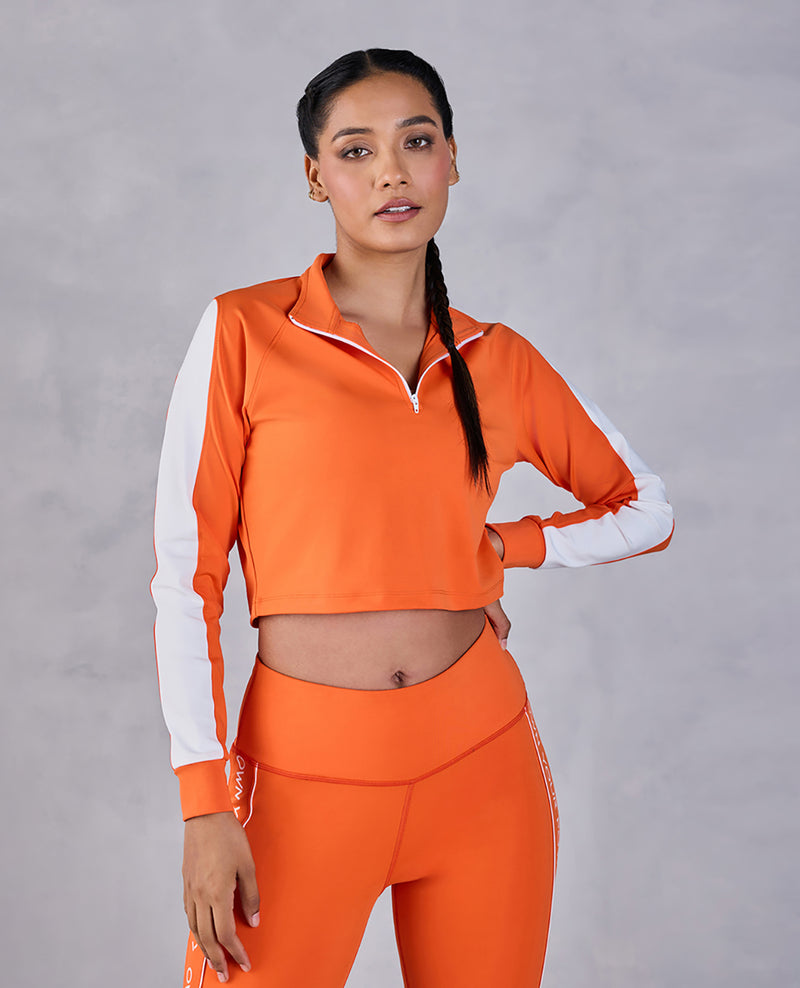 Full Sleeves Running Top in Second SKN Fabric Orange