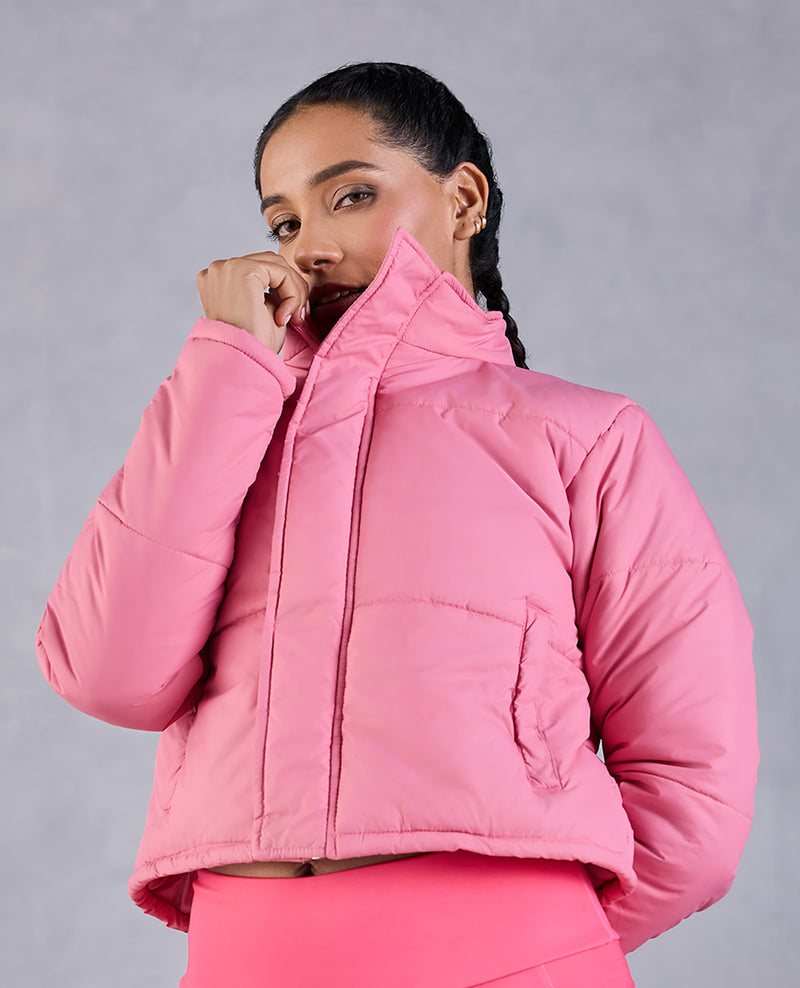 Cropped Puffer Jacket Pink