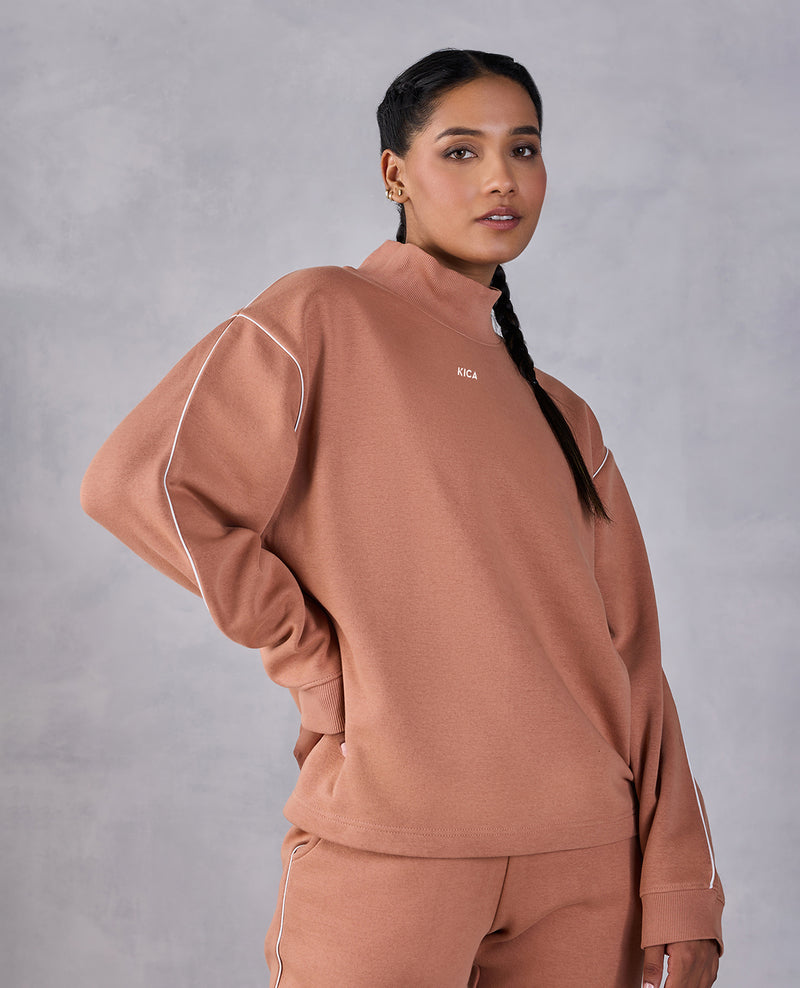 Fleece Oversized Sweatshirt Brown