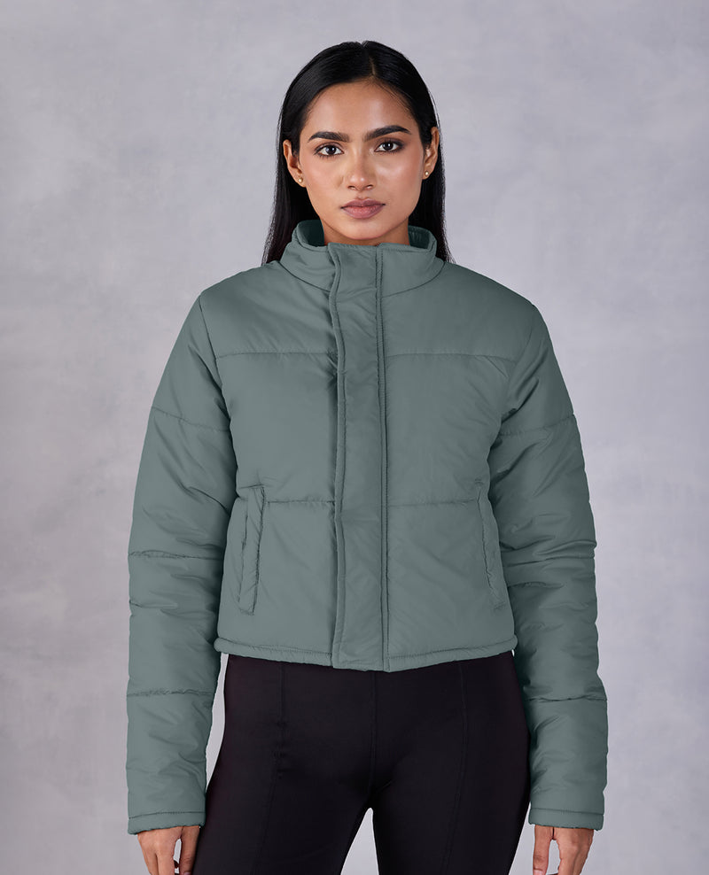 Cropped Puffer Jacket Olive