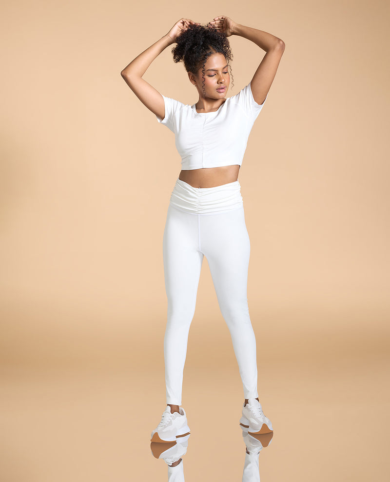 Feather Feel Ruched Crop Top and Leggings