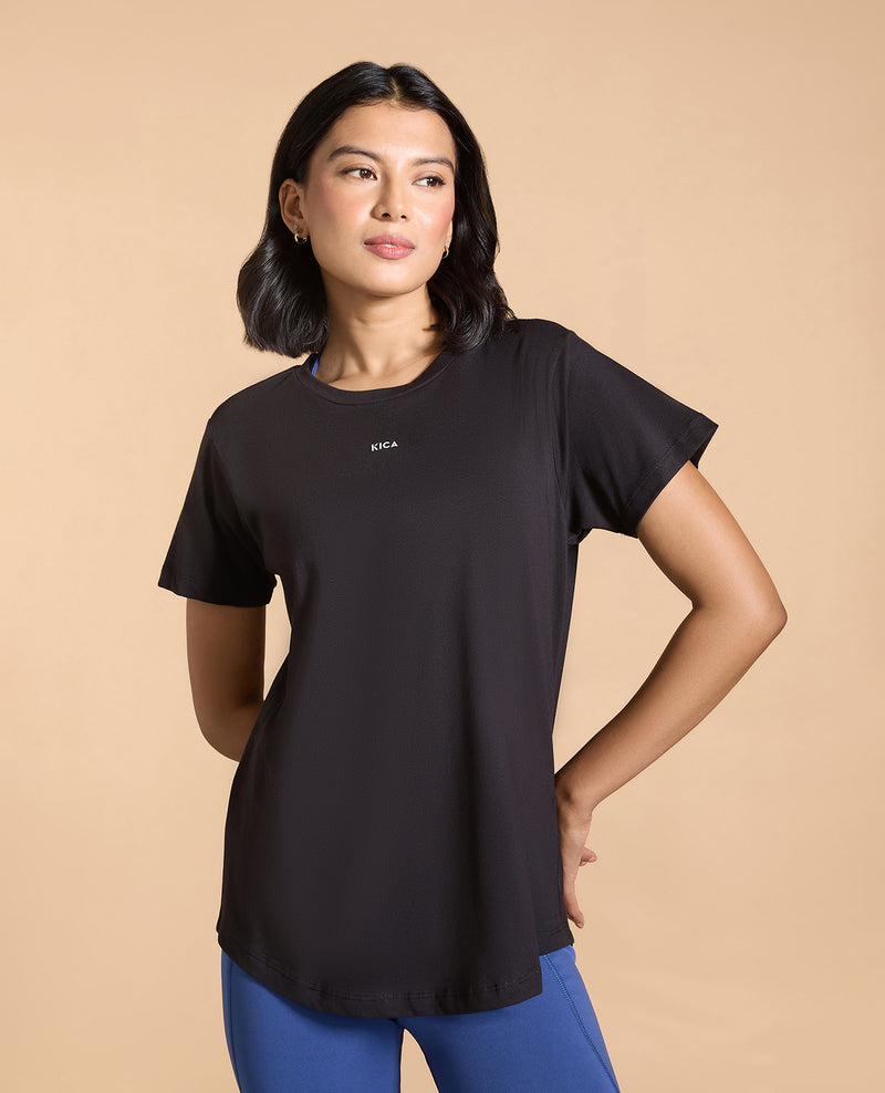 Women Solid Cotton Essential Hip Covering Top
