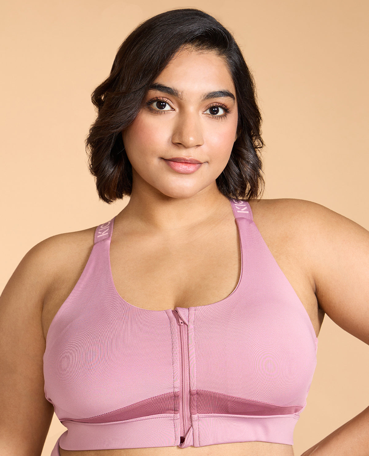 Outdoor Voices Powerhouse Sports Bra/ Zip Bra in Cocoa, size S (A/B Cup) NWT