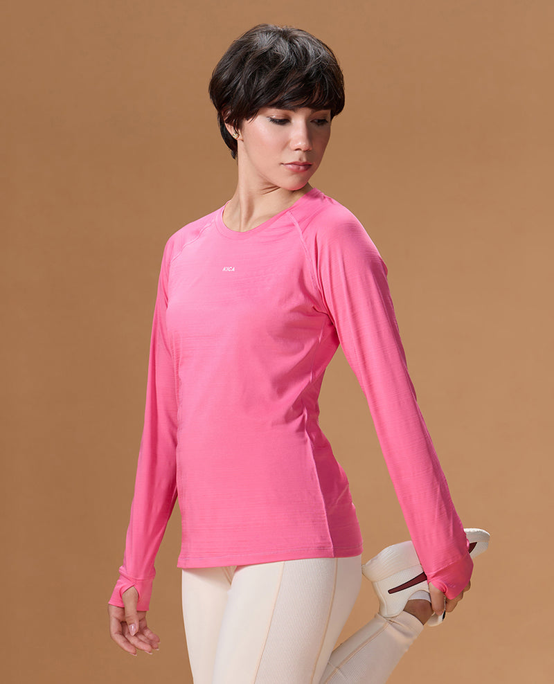 Regular Fit Basic Full Sleeve Top Pink