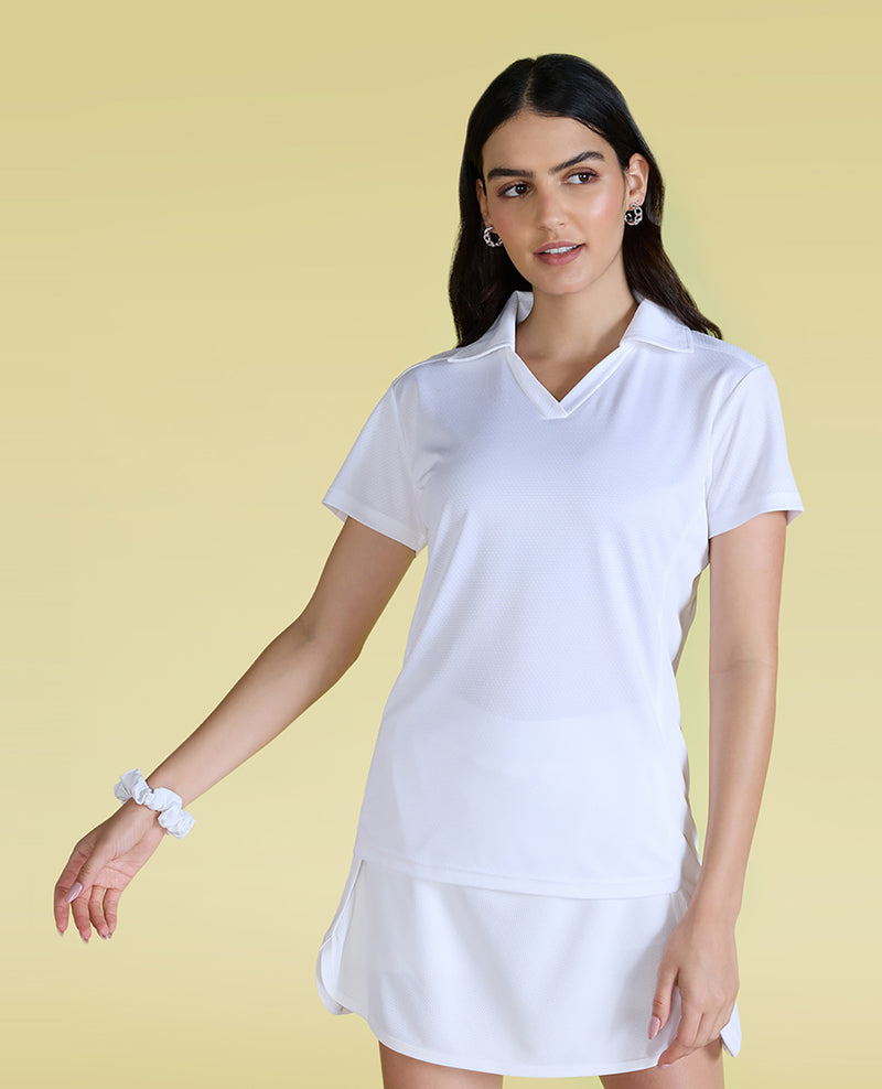 Airy Match Polo Top White
