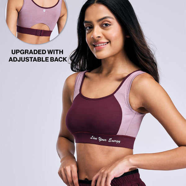 Mid-Impact Cotton Sports Bra NYK904 Brown