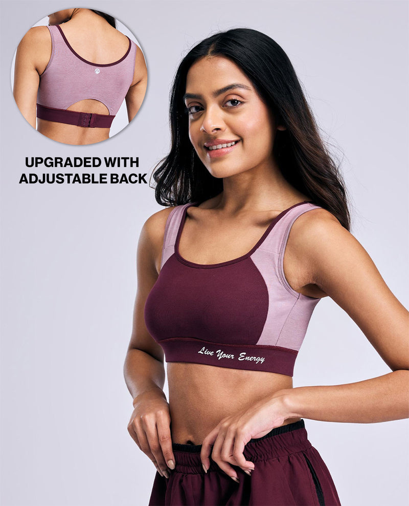 Mid-Impact Cotton Sports Bra NYK904 Brown