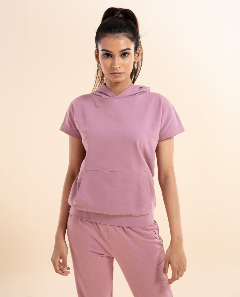 Nykd All Day Crop Top Hoodie-NYAT016 Wistful Mauve