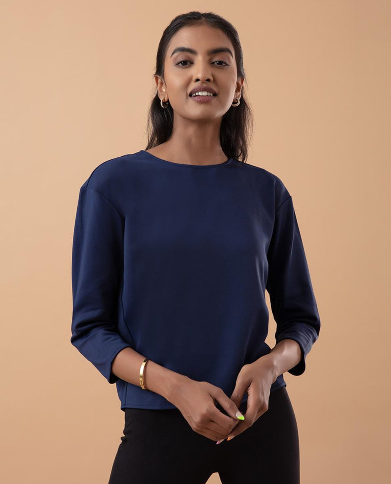 Nykd by Nykaa Nykd All Day Comfy Cozy Top- NYAT201 Peacoat Navy