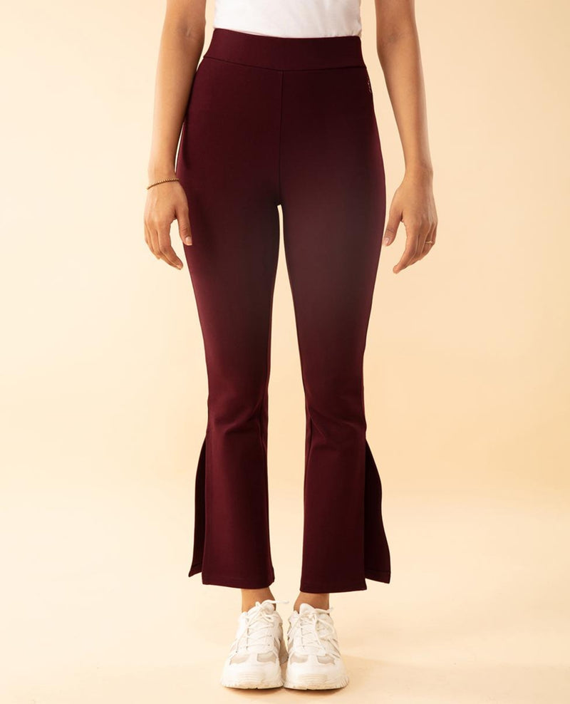 Nykd by Nykaa High Waisted Flared Pants- NYAT234 Zinfandel