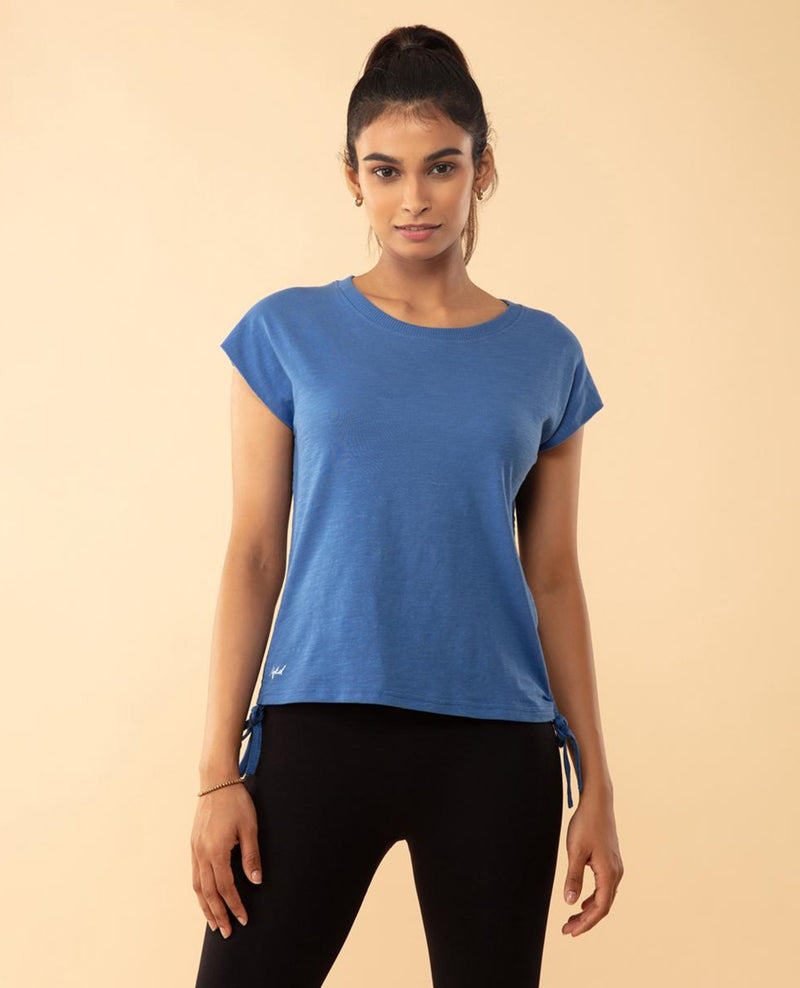 Nykd by Nykaa Summer Tee With Pull up Ruching at Sides - NYAT240 Daylight Blue