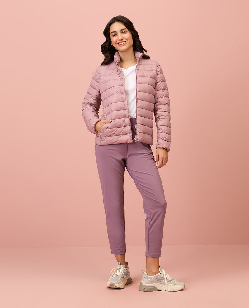 NYKD By Nykaa Ultra Light Weight Puffer Jacket with Inbuilt Bag (Set of 2)-NYAT405-Blush