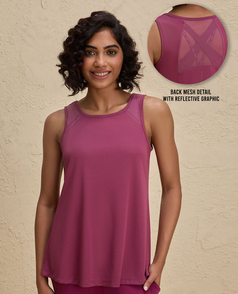 Nykd By Nykaa Quick Dry Longline Workout Tank Top -NYK032-Grape