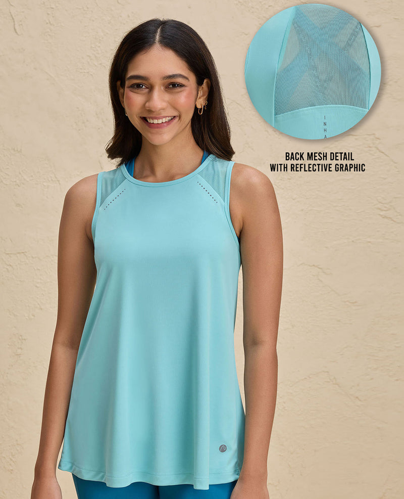 Nykd By Nykaa Quick Dry Longline Workout Tank Top -NYK032-Turquoise
