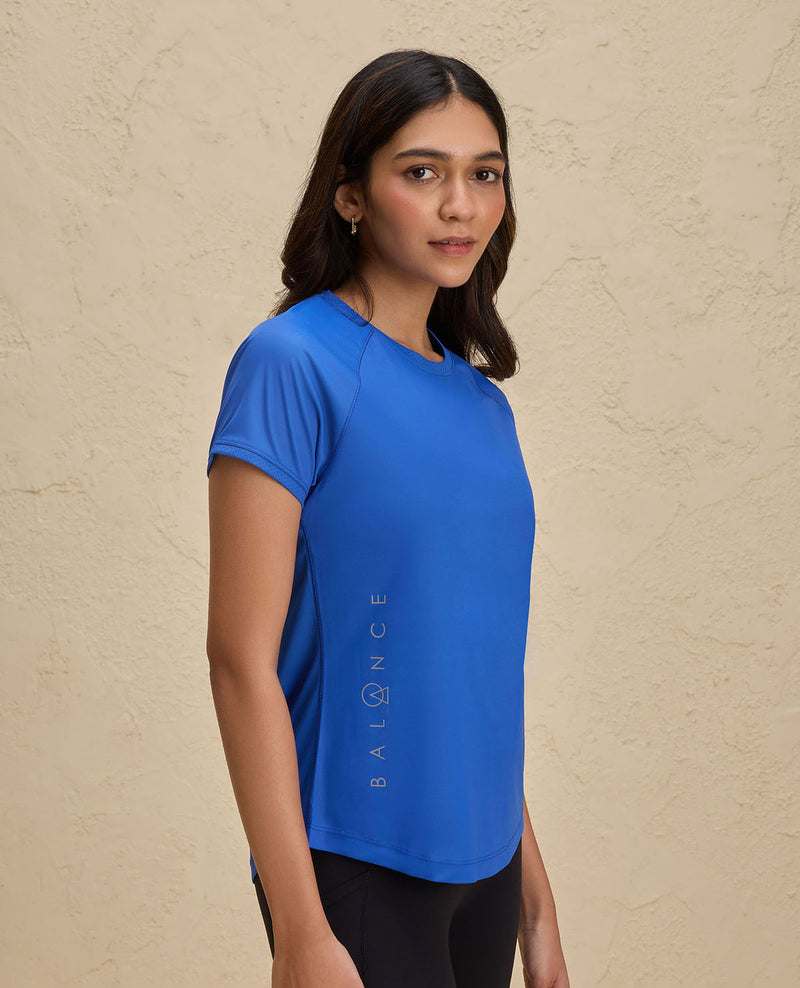 Nykd By Nykaa Quick Dry Half Sleeves Regular Fit Running Tee-NYK033-Bright Blue