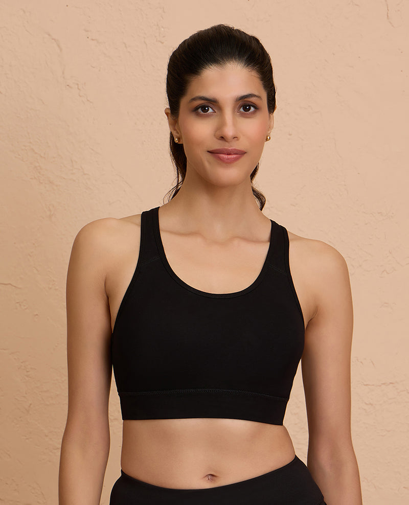 Nykd By Nykaa Cotton Stretch Slip On Sports Bra NYK059 Black