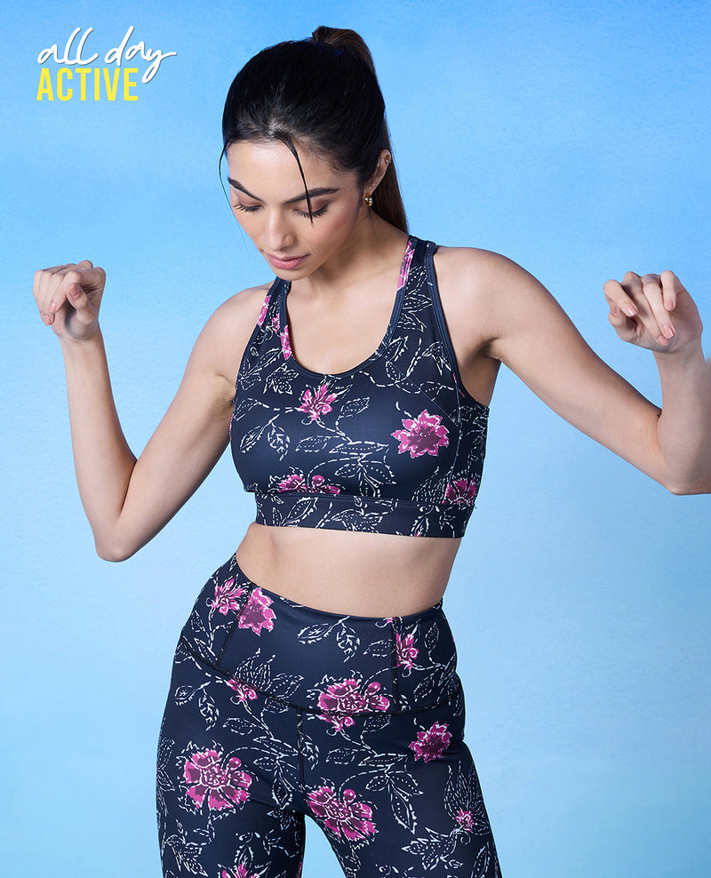 Nykd by Nykaa Sports Bra with Criss-NYK310-Surf The Web