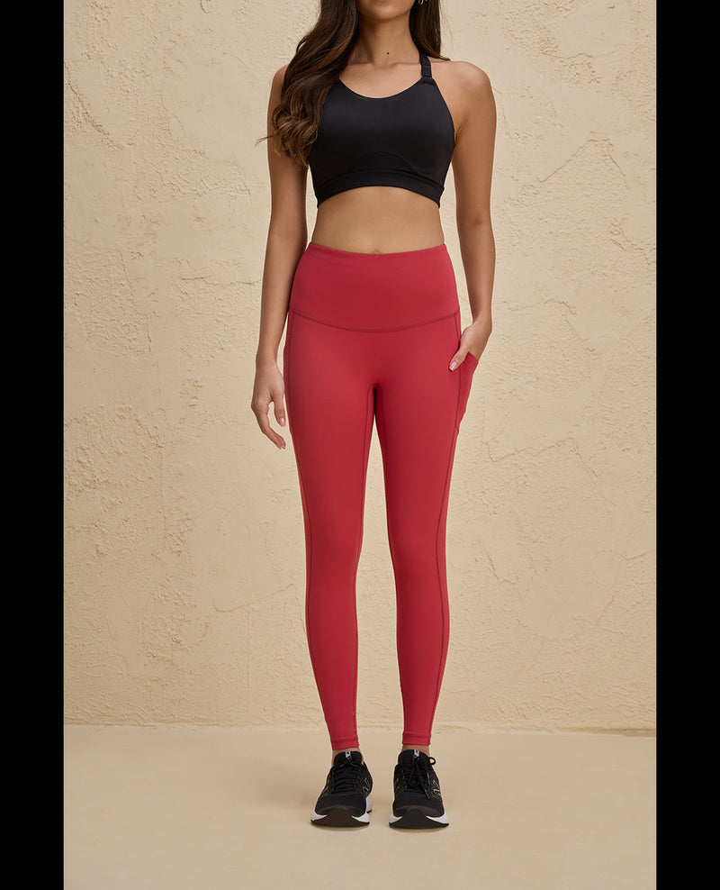 Nykd By Nykaa Iconic Cloud Soft All Purpose Full Length Leggings with Hi-NYK261-Coral
