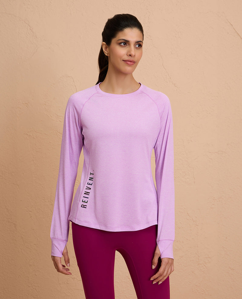 Flattering Hip Covering Long Sleeved Active Dry Fit Top-NYK311-Purple