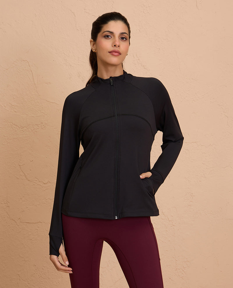 Dry Fit Jacket for Running, Fitness & Sport-NYK701-Black