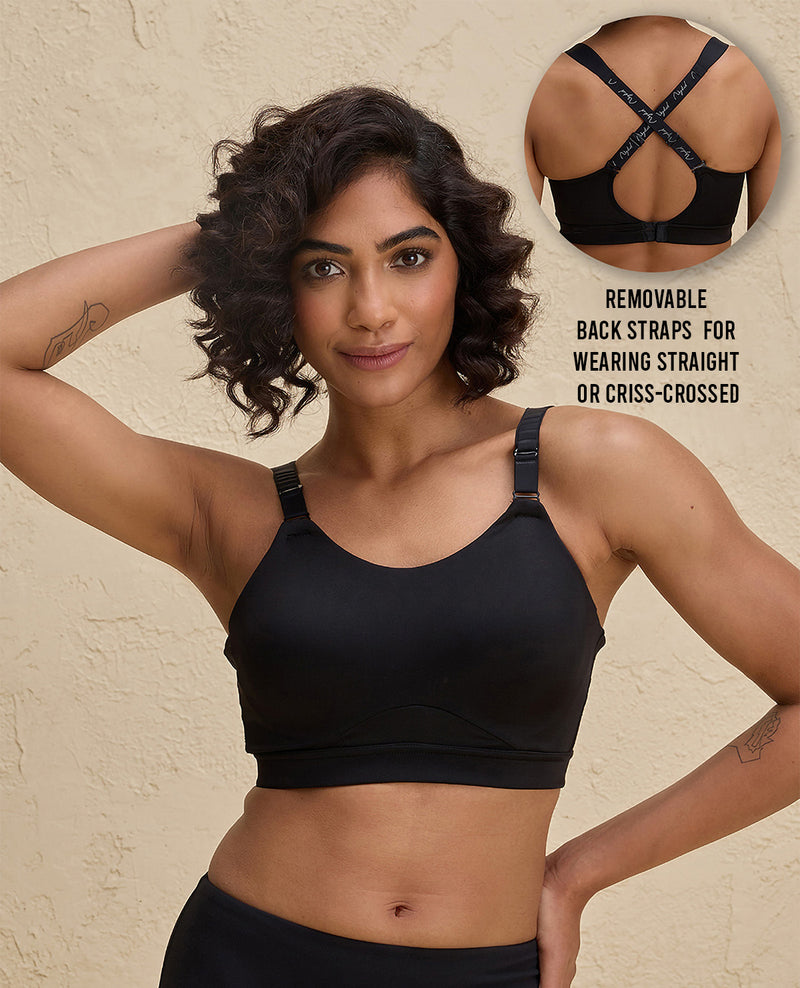 Nykd By Nykaa Ultimate Full Coverage High Impact Adjustable Sports Bra-NYK908-Jet Black