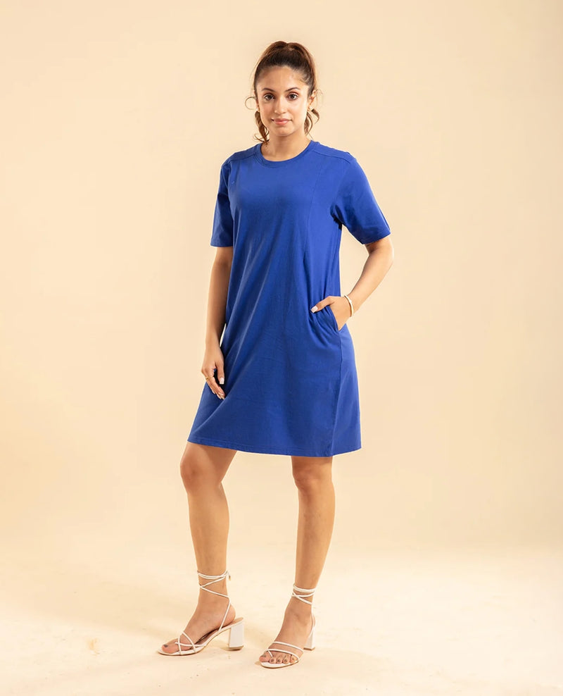 Nykd All Day Heart on my sleeve dress- NYLE102 Bright Cobalt