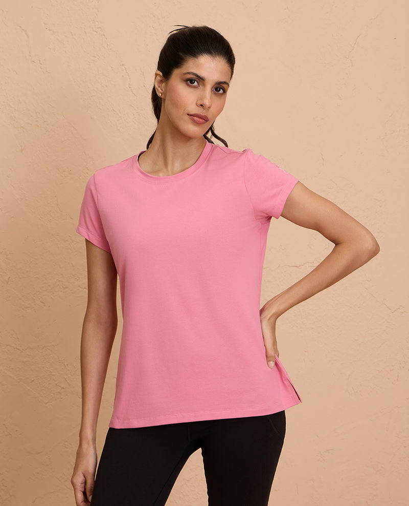 Cotton Stretch T-Shirt-Super Comfy & Flattering-NYLE216-Pink
