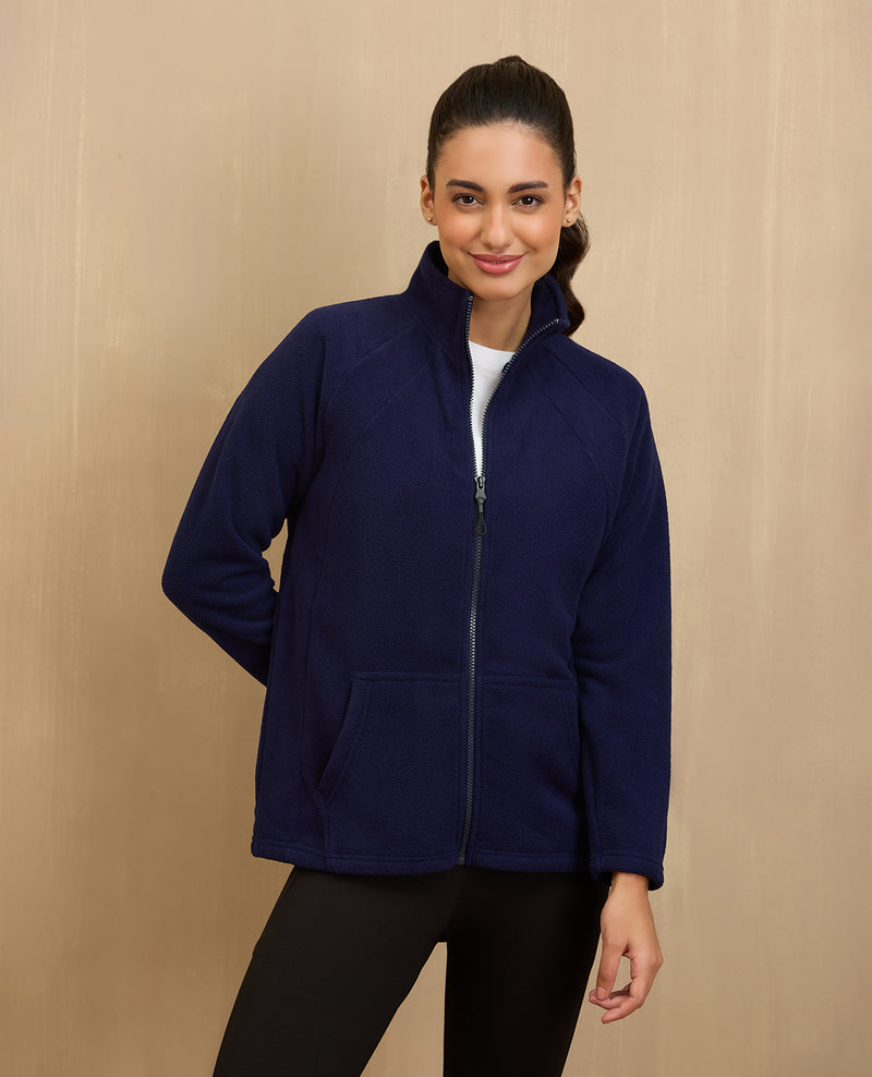 NYKD By Nykaa Cozy Sherpa Front open Jacket-NYLE701-Navy