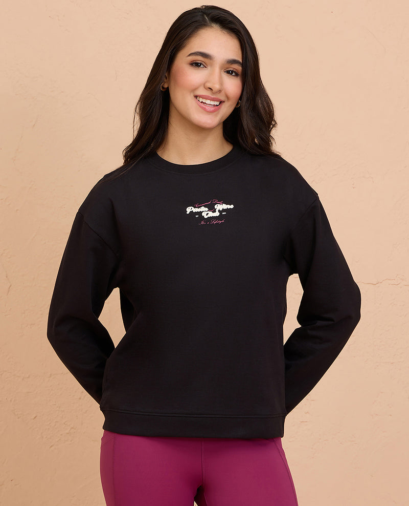 Cozy Cotton Sweatshirt in Terry NYLE703-Black