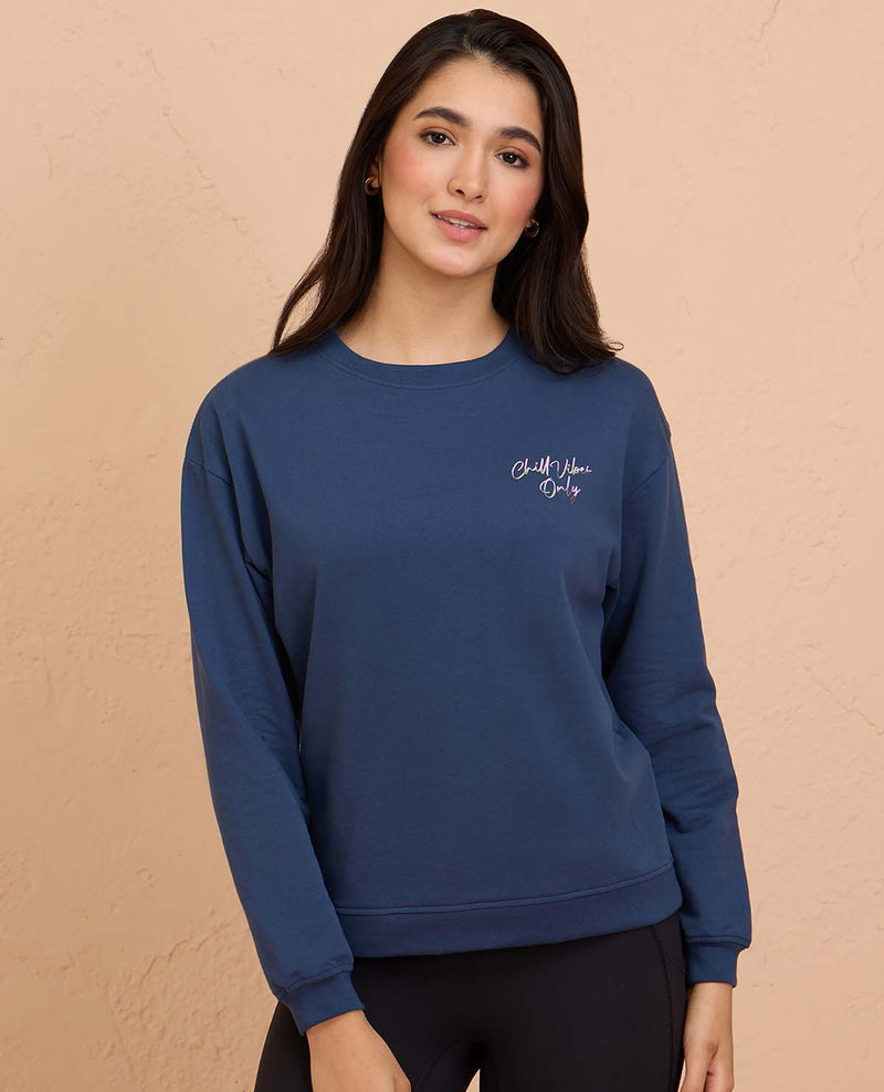 Cozy Cotton Sweatshirt in Terry NYLE703-Blue