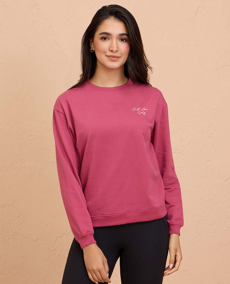 Cozy Cotton Sweatshirt in Terry NYLE703-Grape