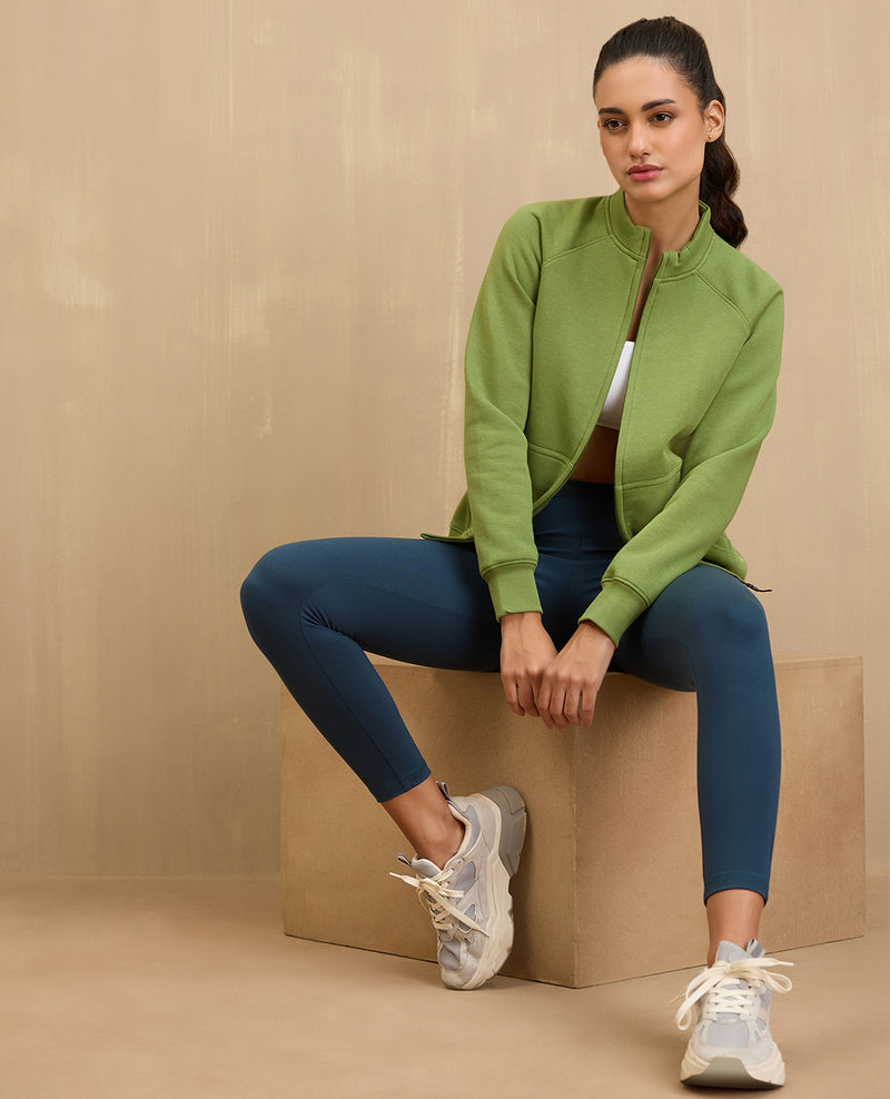 NYKD By Nykaa Cozy Fleece Zippered Jacket -NYLE704-Green