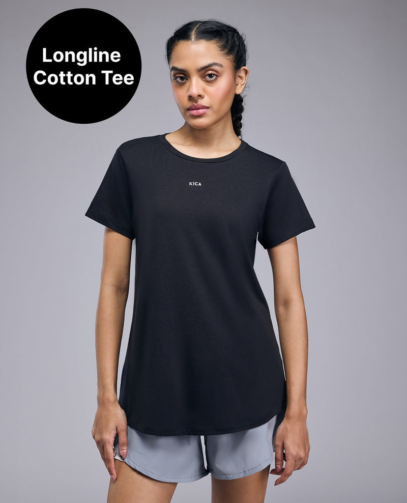 Kica Cotton Regular Fit Top With Flattering Hip Coverage Black