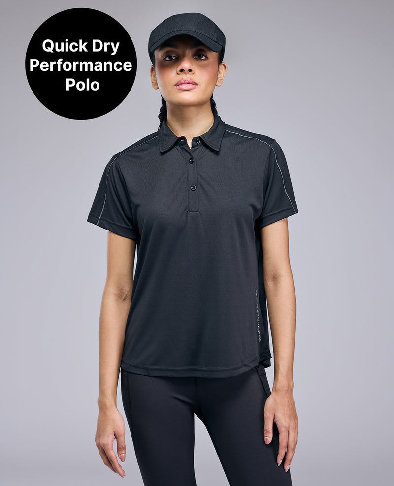 Quick-Dry Polo Top Black