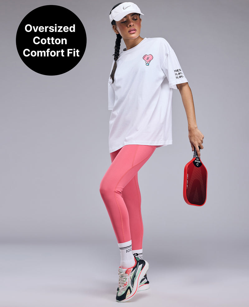 Kica Cotton Oversized Printed Graphic Tshirt -KIC019 NL WHITE