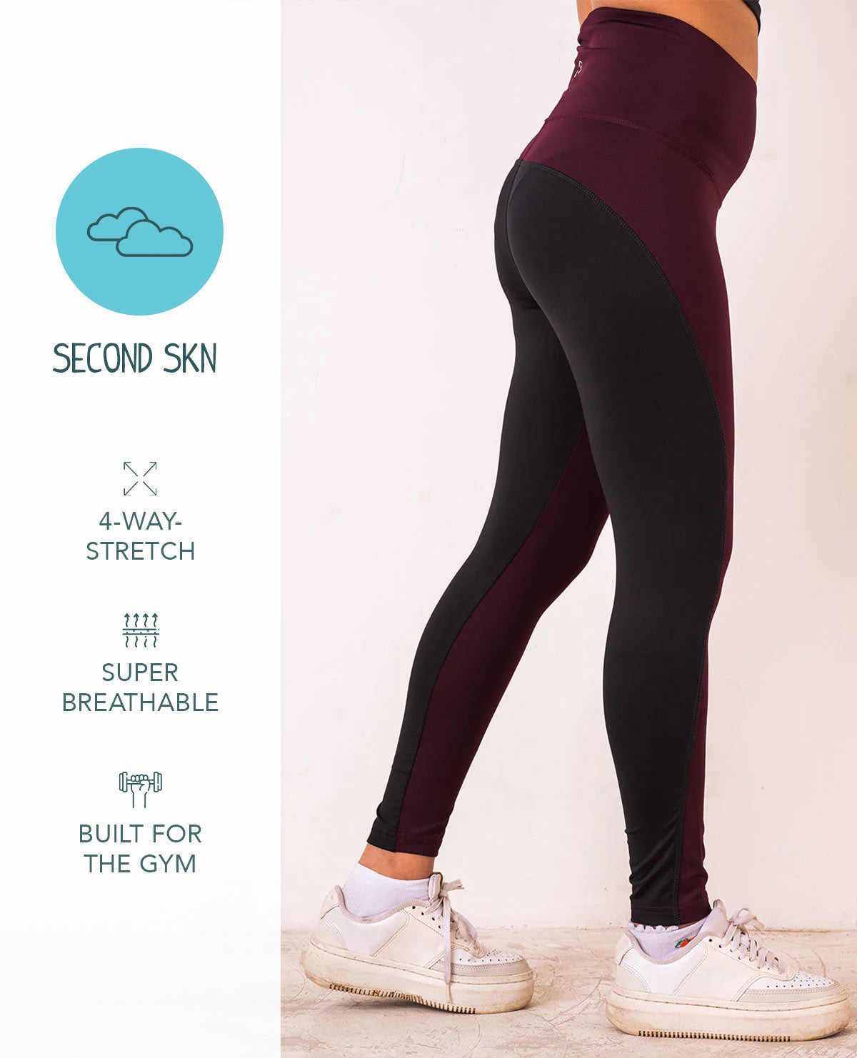High Waisted Dual Coloured Leggings in Second SKN Fabric – Kica Active