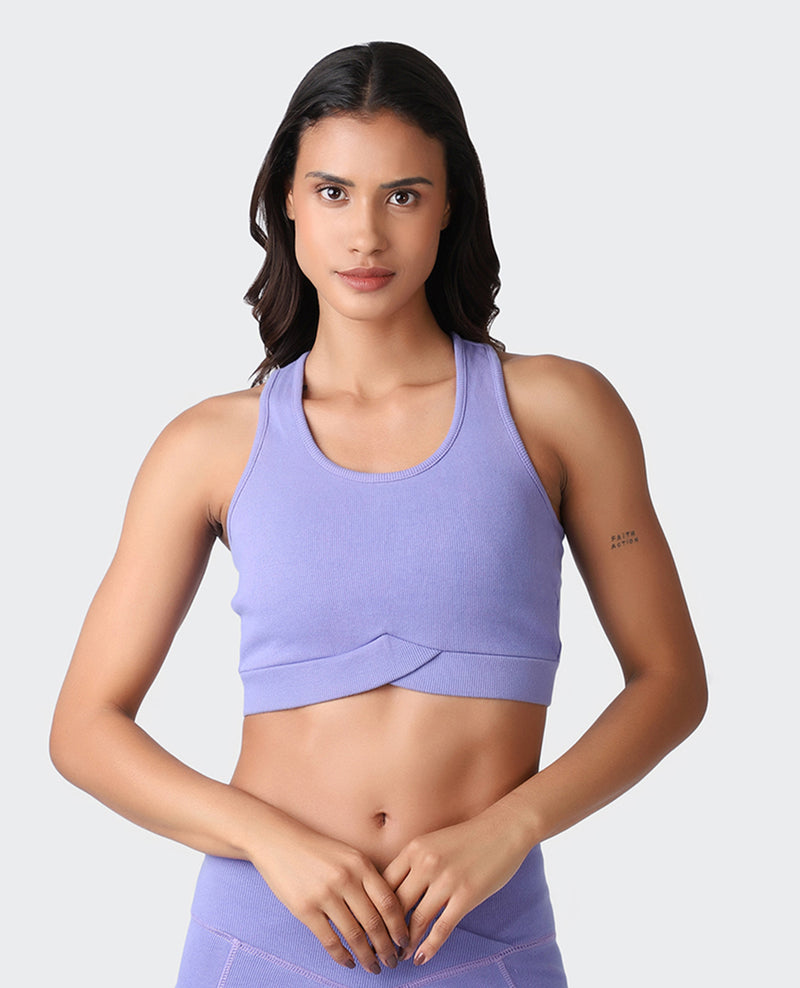 Very Peri Ribbed Sports Bra Mid Support