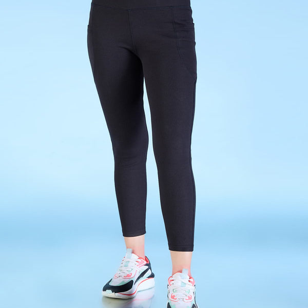 Ribbed High Waisted Leggings Black